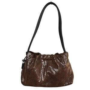 Andrew Marc New York small brown/black leather print shoulder bag purse Y2K hobo